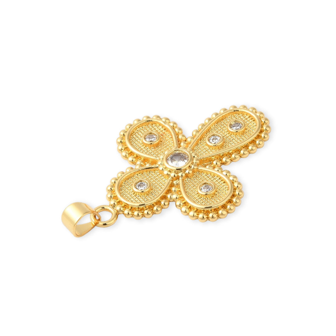 Detalles de Dije de cruz de chapa de oro con zirconia