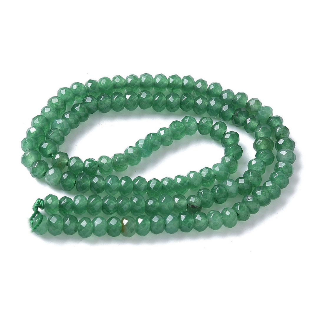 Tira de jade rondel facetado de 4 mm para joyería