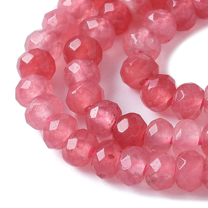 Tira de jade rondel facetado de 4 mm para joyería