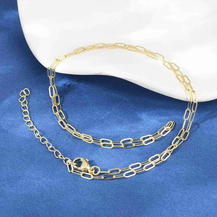 Detalles de Cadena de chapa de oro con broche perico dorado
