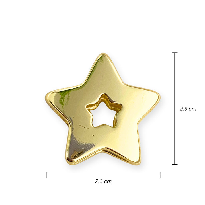 Medidas para Separador en forma de estrella hueca de chapa de oro