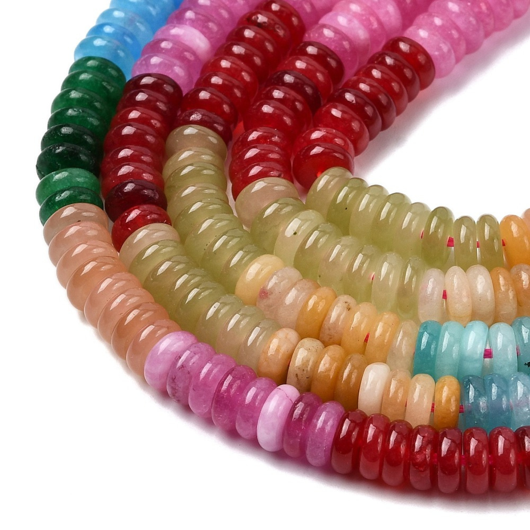 Detalles de Tira de jade rondel natural de 6.5 mm para joyería