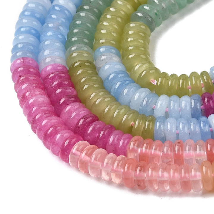 Detalles de Tira de cuarzo cherry, jade blanco teñido y aventurina verde para joyería