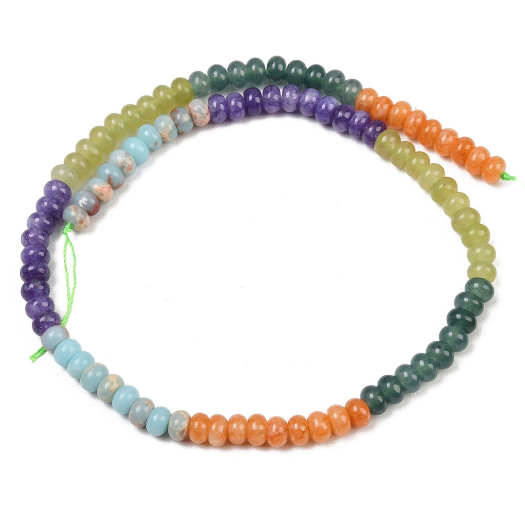 Tira de jade natural rondel de 6 mm con aproximadamente 95 cuentas