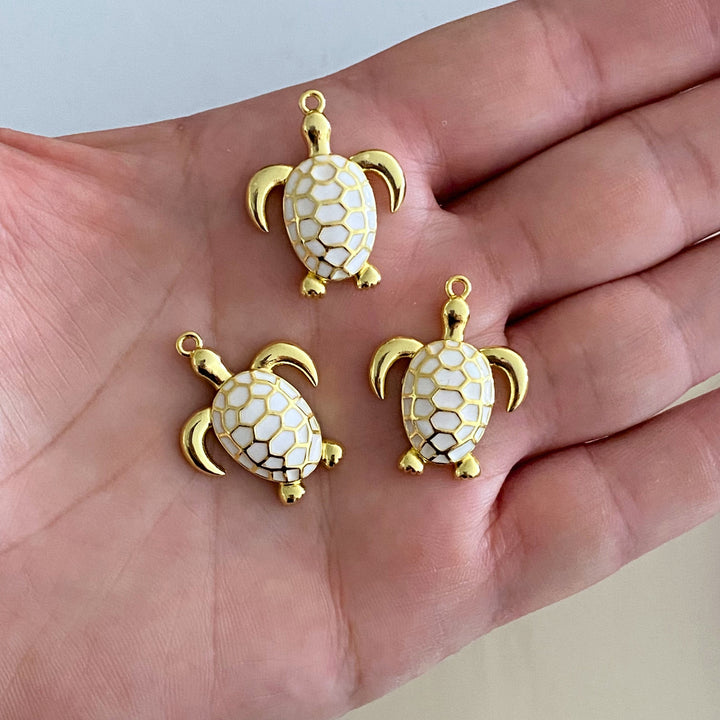 Detalles de Dije de tortuga de chapa de oro con esmalte