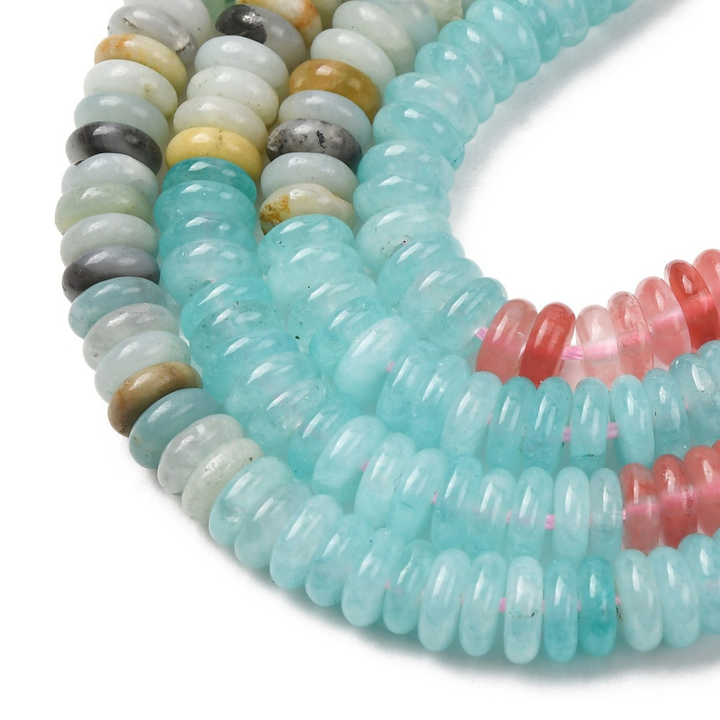 Detalles de Tira de jade blanco, cuarzo cherry y aventurina verde para joyería