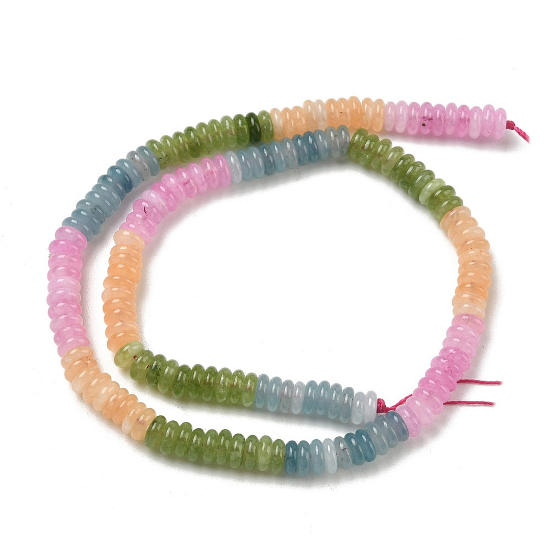 Tira de jade rondel de 6.5 mm con aproximadamente 167 cuentas