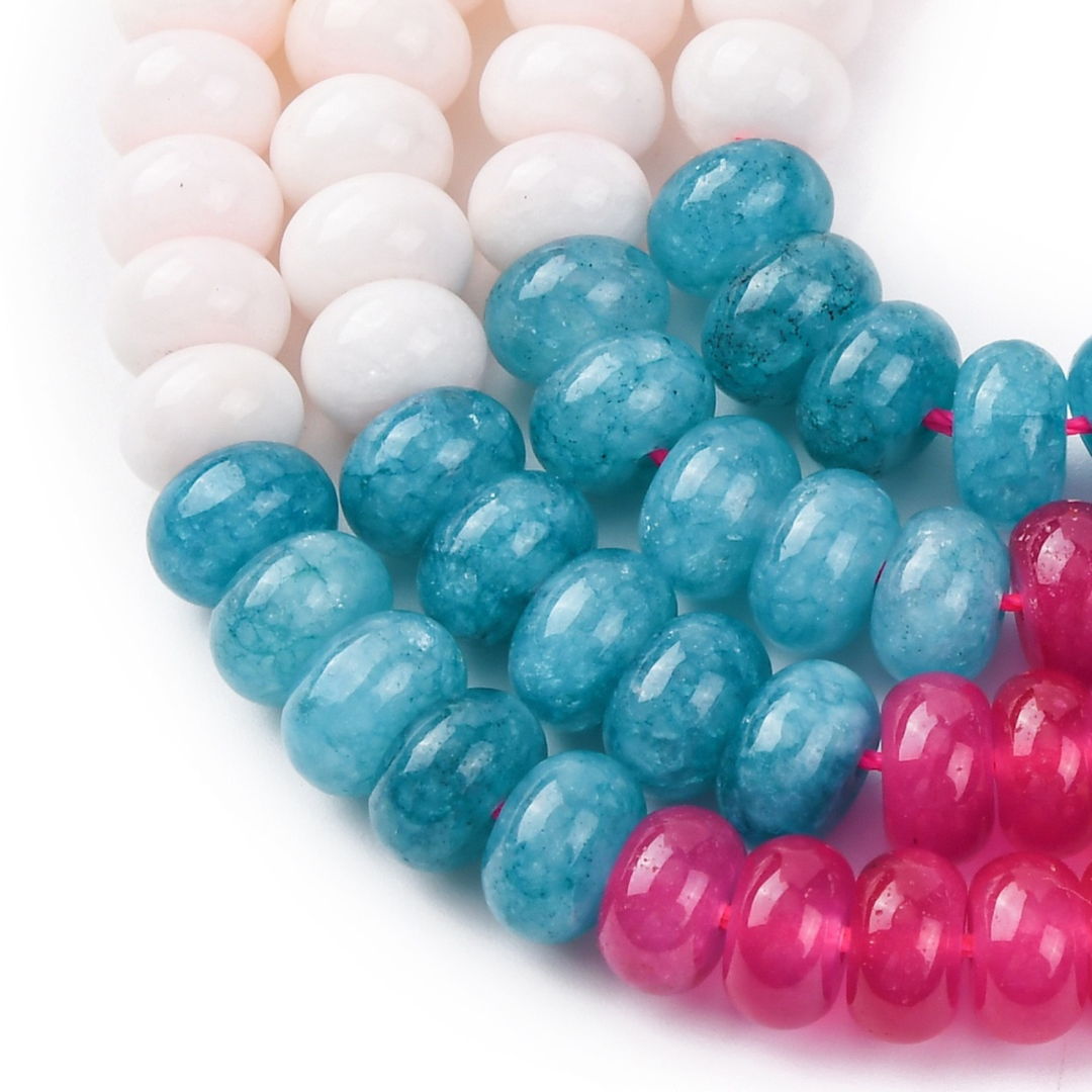 Detalles de Tira de jade rondel natural de 8.5 mm para joyería