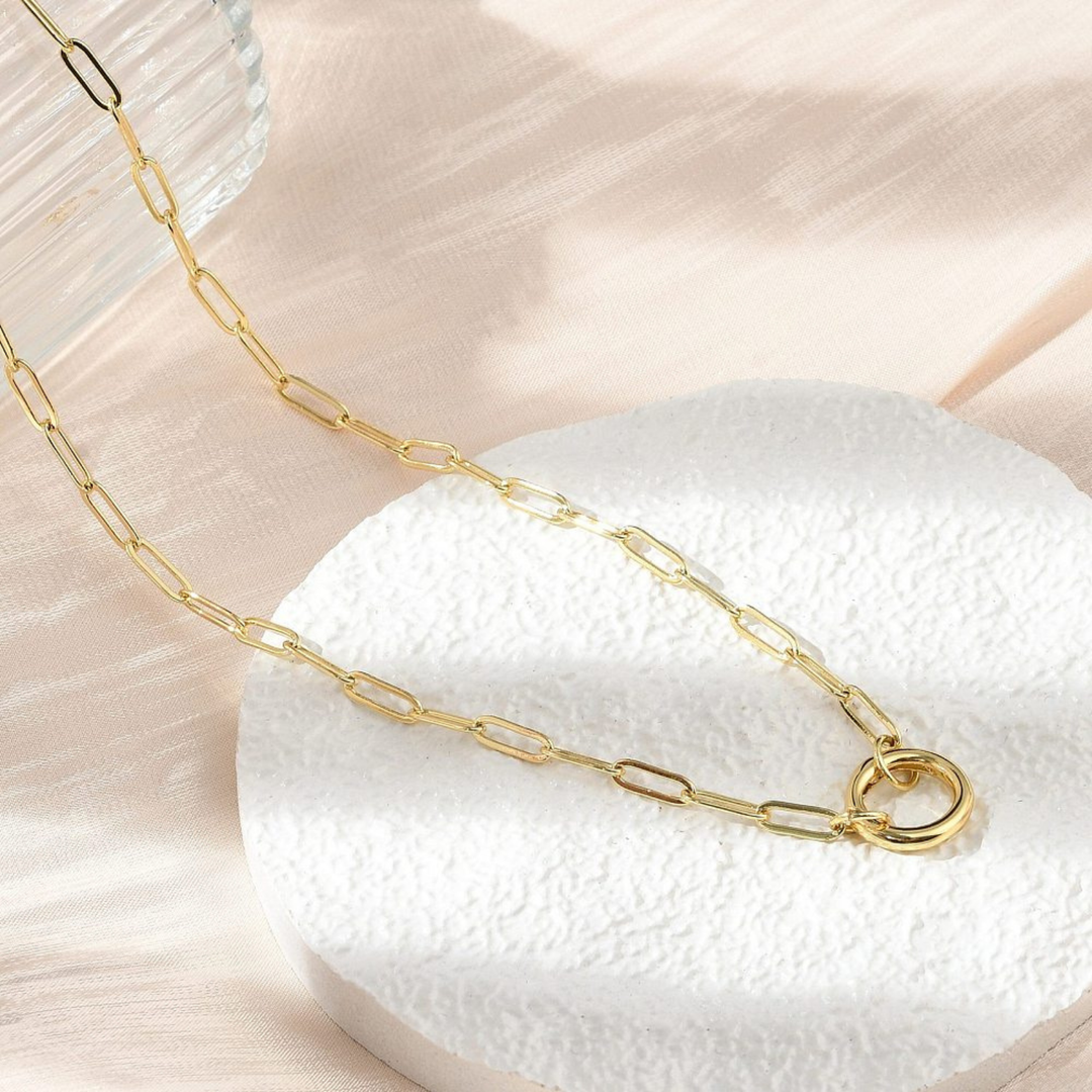 Detalles de Cadena de chapa de oro con broche circular
