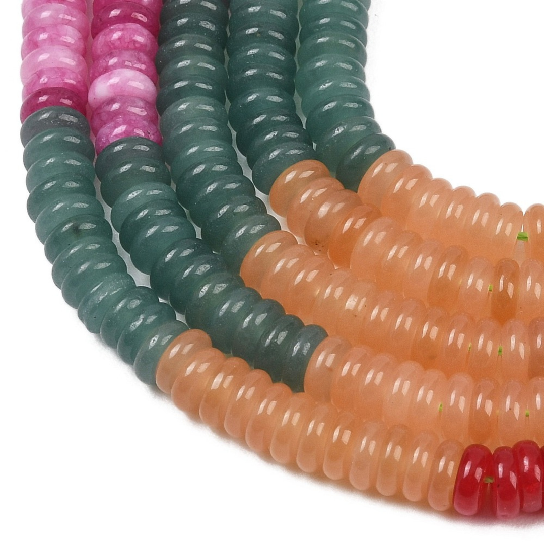 Detalles de Tira de jade rondel natural de 6 mm para joyería