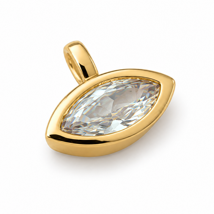 Detalles de Dije en forma de ojo marquesa de chapa de oro con zirconia