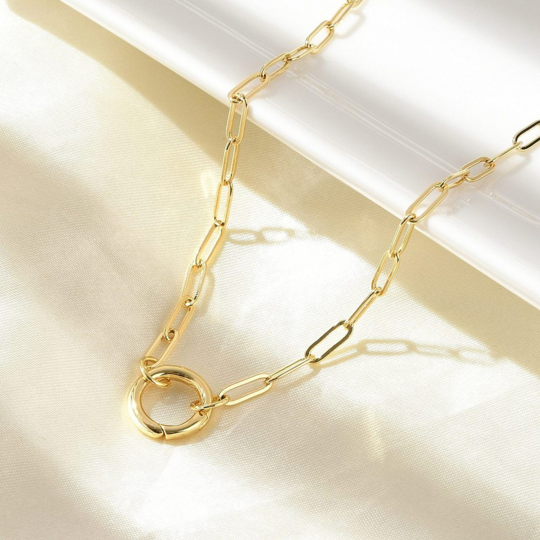 Detalles de Cadena de chapa de oro con broche circular