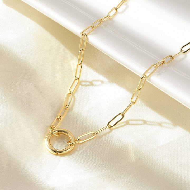 Detalles de Cadena de chapa de oro con broche circular