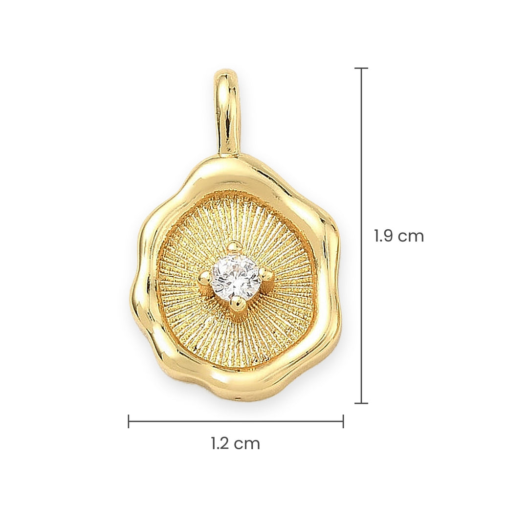 Dije dorado con zirconia, con medidas