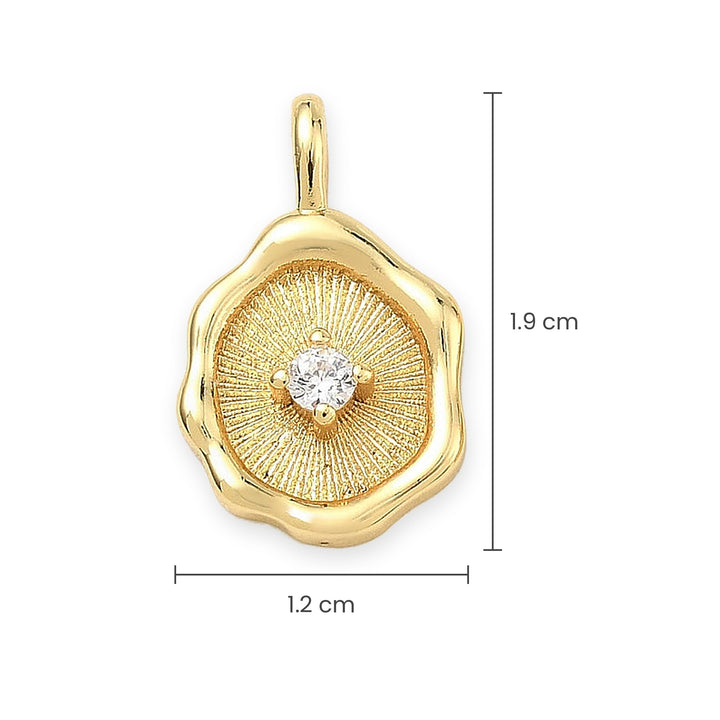 Dije dorado con zirconia, con medidas