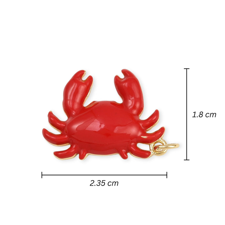 Medidas para Dije de cangrejo de chapa de oro con esmalte