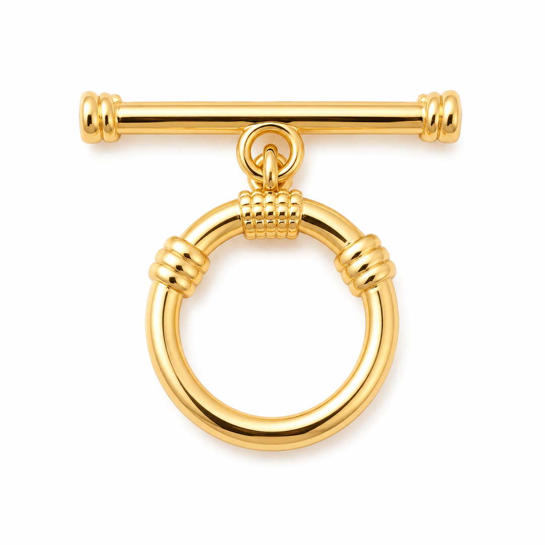 Broche "T" de chapa de oro