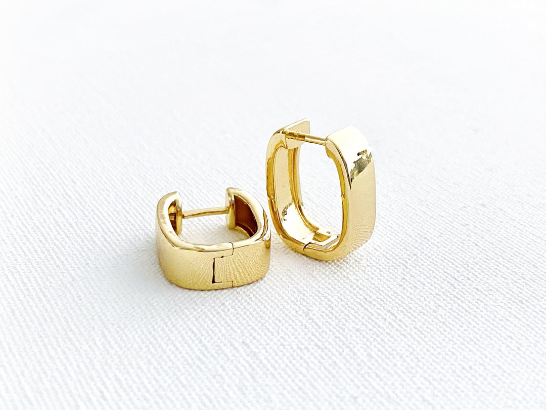 Lira – arracadas de chapa de oro semi cuadradas minimalistas