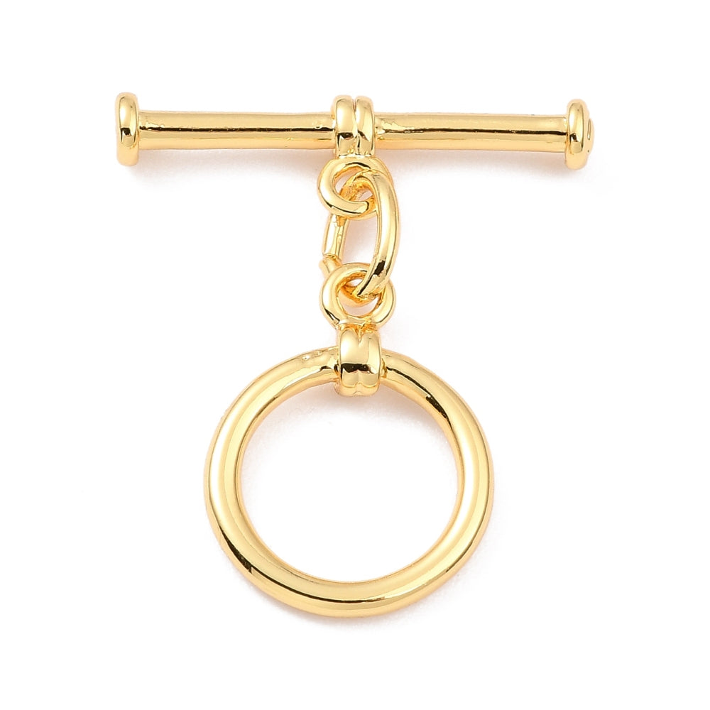 Broche "T" de chapa de oro para armar joyería, vista centrada