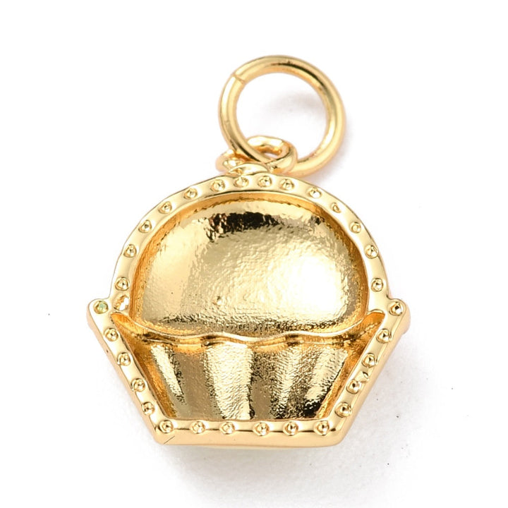 Detalles de Dije de cupcake de chapa de oro con esmalte