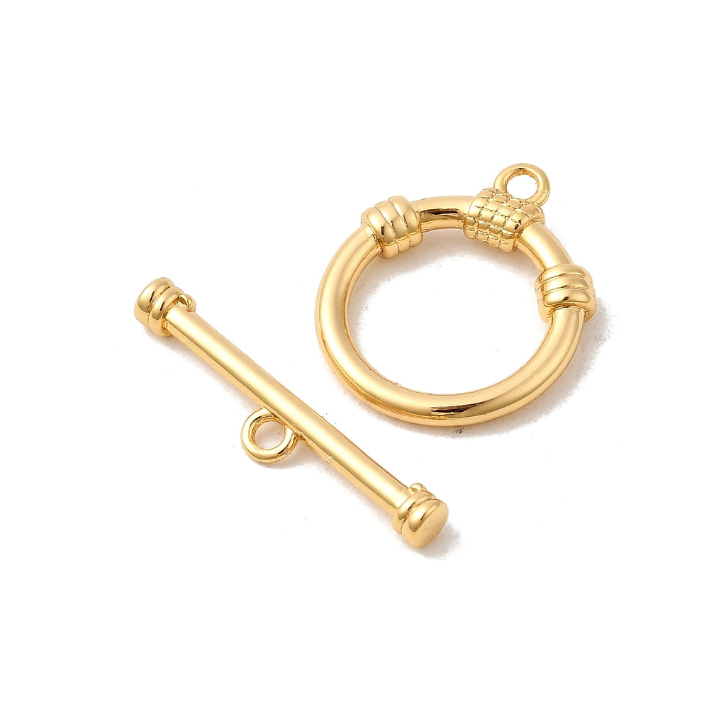 Broche "T" de chapa de oro en perspectiva