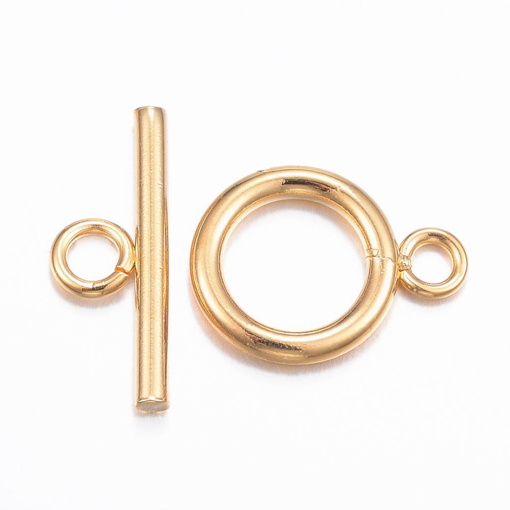 Broche "T" de acero inoxidable para armar joyería, vista centrada