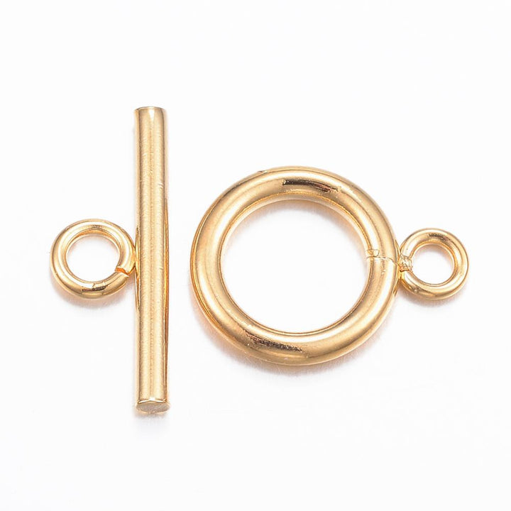 Broche "T" de acero inoxidable para armar joyería, vista centrada