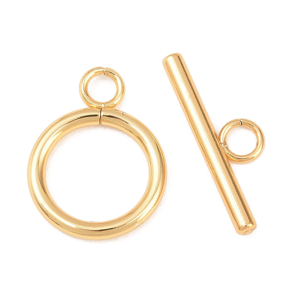 Broche "T" de acero inoxidable para armar joyería, vista centrada