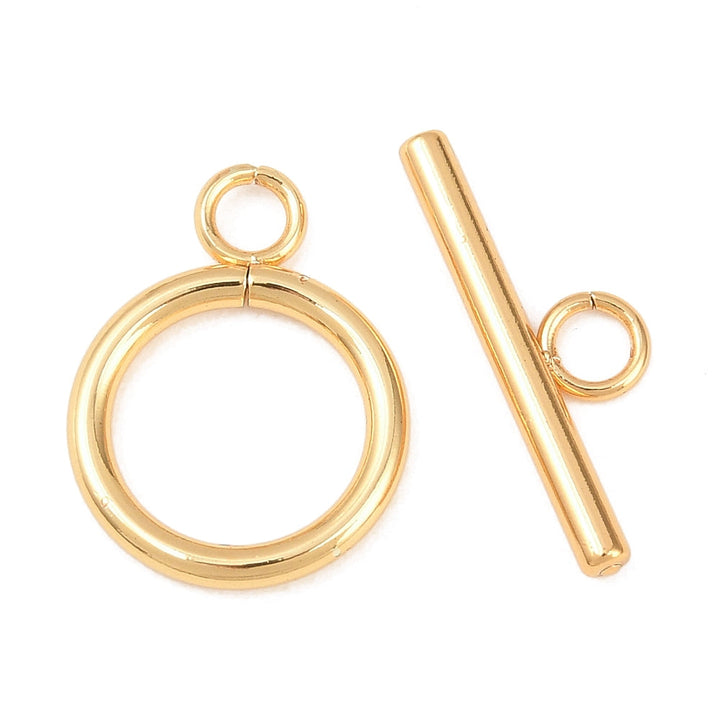 Broche "T" de acero inoxidable para armar joyería, vista centrada