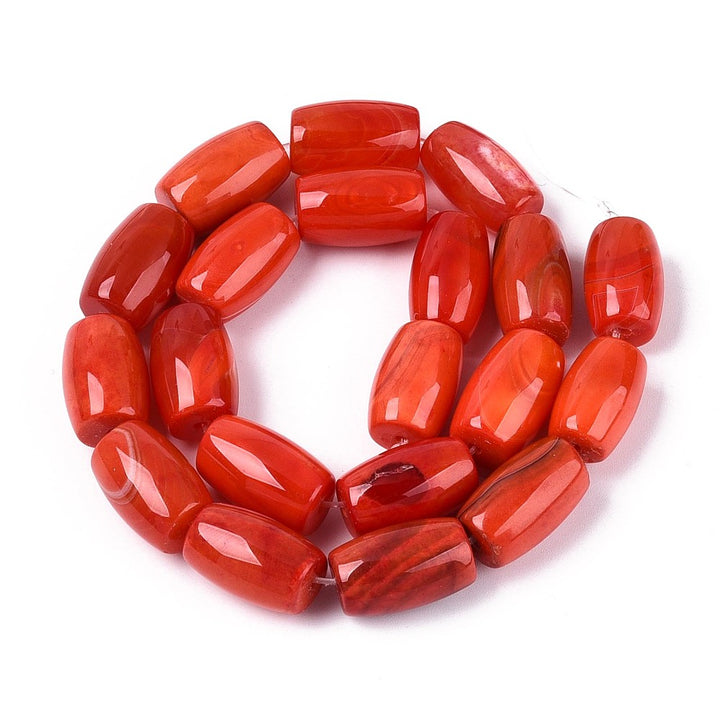 Tira de ágata natural en cuentas tipo barrel para joyería