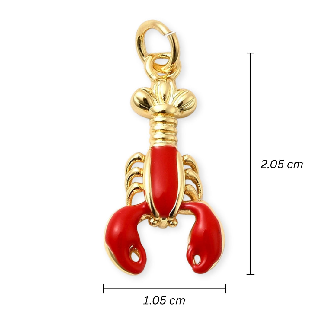 Medidas para Dije de langosta de chapa de oro con esmalte
