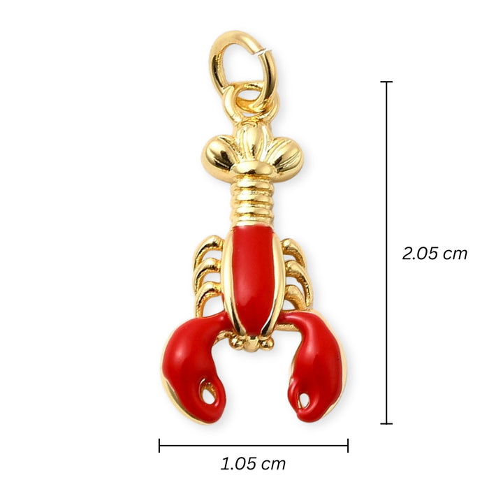 Medidas para Dije de langosta de chapa de oro con esmalte